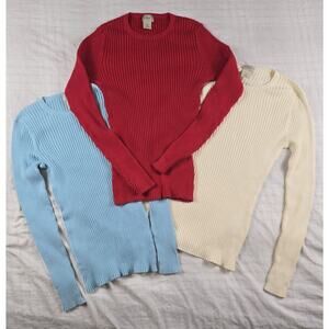 L.L. Bean Women's Crew Neck Sweaters - Red, Blue, Cream